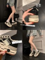 "Uncle Wen" 스톡홀름 ~ Beggar Shoes 2025 봄 신상 두꺼운 밑창 캔버스 신발 캐주얼 플랫폼 신발 여성 - 이미지 4