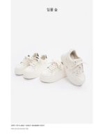 선셋 포레스트 정품 가죽 화이트 슈즈 여성용 올매치 2025 봄 신상 두꺼운 밑창 캐주얼 스포츠화 키 키우기 슈즈 - 이미지 4