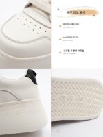 선셋 포레스트 정품 가죽 화이트 슈즈 여성용 올매치 2025 봄 신상 두꺼운 밑창 캐주얼 스포츠화 키 키우기 슈즈 - 이미지 5