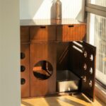 Mrng Cat Ning Diary Damon 더블 고양이 화장실 캐비닛 레트로 이동식 통합 디자인 화장실 발코니 캐비닛 고양이 캐비닛 - 이미지 2