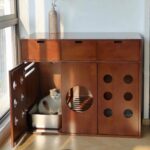 Mrng Cat Ning Diary Damon 더블 고양이 화장실 캐비닛 레트로 이동식 통합 디자인 화장실 발코니 캐비닛 고양이 캐비닛 - 이미지 3