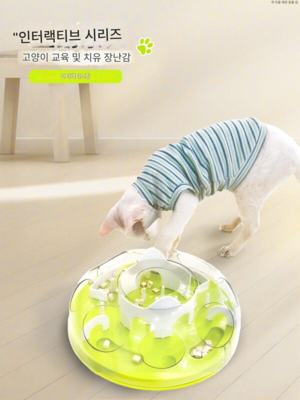 고양이 셀프 엔터테인먼트 피더 미로 상자 반려동물 교육용 고양이 사료 누출 장난감 고양이의 지루함을 해소하고 먹고 놀기 위한 곧은 털