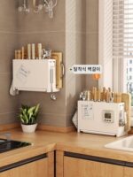 주방 칼꽂이 다기능 조리대 도마 도마 젓가락 젓가락 꽂이 통합 수납 배수구 칼꽂이 벽면 장착 - 이미지 2