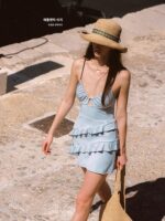 atlanticbeach2025 새로운 원피스 수영복 여성 아름다운 휴가 슬링 케이크 스커트 스타일 온천 수영복 - 이미지 2