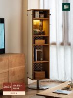 모든 회전 책장 견고한 원목 드레싱 전신 거울 360도 거실 소형 아파트 바닥 수납장
