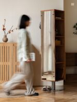 모든 회전 책장 견고한 원목 드레싱 전신 거울 360도 거실 소형 아파트 바닥 수납장 - 이미지 2