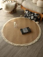 북유럽 스타일 코튼 로프 짠 술 카펫 소녀 침실 침대 옆 담요 거실 원형 바닥 매트 발코니 싱글 의자 매트