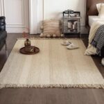 스위스 거실 천연 황마 카펫 코튼 리넨 바닥 매트 리넨 손으로 짠 소파 커피 테이블 매트 심플한 침실 - 이미지 3