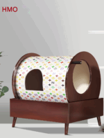 Huanmu 견고한 나무 손잡이 고양이 화장실 쓰레기통 0 포름알데히드 디자이너 크리에이티브 스타일 앤틱 스타일 고양이 용품 - 이미지 2