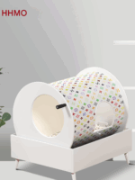 Huanmu 견고한 나무 손잡이 고양이 화장실 쓰레기통 0 포름알데히드 디자이너 크리에이티브 스타일 앤틱 스타일 고양이 용품 - 이미지 4