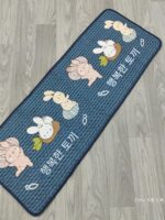북유럽 만화 바닥 매트 순면 퀼팅 침실 바닥 매트 미끄럼 방지 주방 흡수 매트 세탁기 세탁 가능 반려동물 매트 카펫