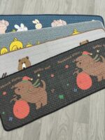 북유럽 만화 바닥 매트 순면 퀼팅 침실 바닥 매트 미끄럼 방지 주방 흡수 매트 세탁기 세탁 가능 반려동물 매트 카펫 - 이미지 3