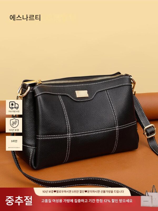 여성용 크로스바디 백 2025년 신상품 정품 가죽 대용량 소프트 가죽 중년 여성 숄더백 어머니 가방