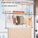 옷 걸이 및 이불 건조용 발코니용 가정용 텔레스코픽 스테인리스 스틸 펀치 없는 옷 건조대 - 이미지 2