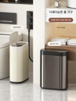 유도 쓰레기통 가정용 지능형 2025년형 뚜껑 스테인리스 스틸 침실 욕실 틈새 조명 고급 쓰레기통 - 이미지 4