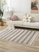 북유럽 스타일 항균 무접착 모로코산 코튼 핸드메이드 카펫 거실 코튼 바닥 매트 공주 침실 침대 옆 담요 - 이미지 2