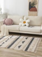 북유럽 스타일 항균 무접착 모로코산 코튼 핸드메이드 카펫 거실 코튼 바닥 매트 공주 침실 침대 옆 담요 - 이미지 3
