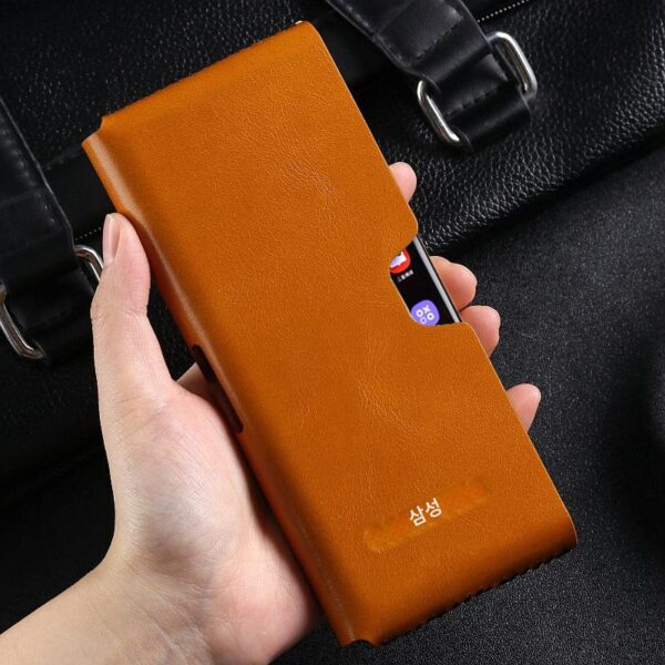 삼성 갤럭시 Z 폴드7 정품 가죽 W25 폰 케이스 폴드6 폴딩 스크린 W24 오리지널 쉘 폴드5 폰 케이스 W23 소가죽 W22 폰 가방 폴드4/3 수평