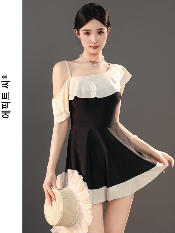 후이하이 플러스 사이즈 뚱뚱한 mm2025 새로운 고급 원피스 스커트 수영복 여성 보수적 배 가리기 슬림 휴가 스타일 수영복