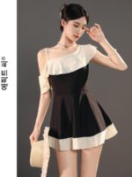 후이하이 플러스 사이즈 뚱뚱한 mm2025 새로운 고급 원피스 스커트 수영복 여성 보수적 배 가리기 슬림 휴가 스타일 수영복 - 이미지 2