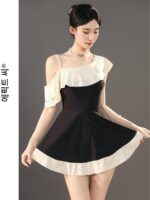 후이하이 플러스 사이즈 뚱뚱한 mm2025 새로운 고급 원피스 스커트 수영복 여성 보수적 배 가리기 슬림 휴가 스타일 수영복 - 이미지 3