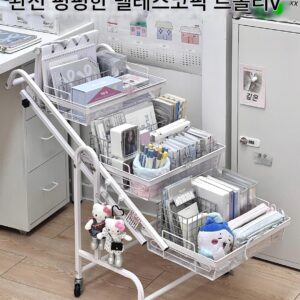 대용량 문구 카트 이동식 접이식 탄소강 스낵 침실 책상 수납 선반