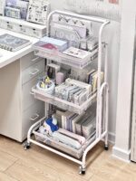 대용량 문구 카트 이동식 접이식 탄소강 스낵 침실 책상 수납 선반 - 이미지 2