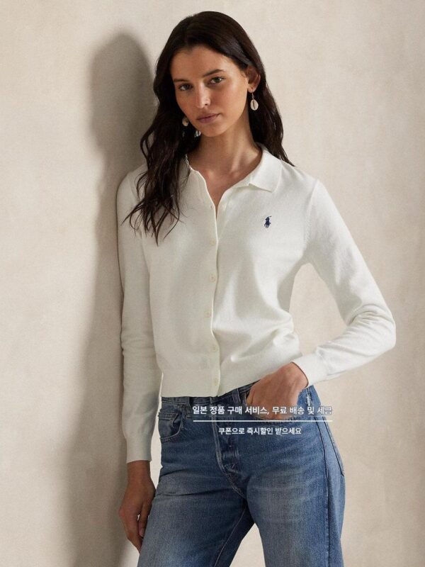 폴로 랄프 로렌/ 랄프 로렌 여성 폴로 칼라 버튼 카디건 야게 재팬 구매