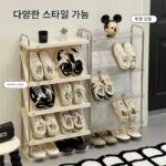 초박형 신발장 홈 도어 입구 심플 실내 아름다운 다층 사선 수납 슬리퍼 스테인리스 신발장 - 이미지 2