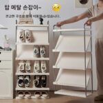 초박형 신발장 홈 도어 입구 심플 실내 아름다운 다층 사선 수납 슬리퍼 스테인리스 신발장 - 이미지 5