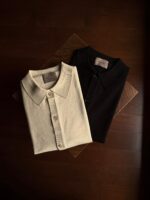 UomoElegante 엘레강트 남성용 이탈리아산 코튼 폴로 셔츠 [빗드 코튼 반팔 폴로 카디건]