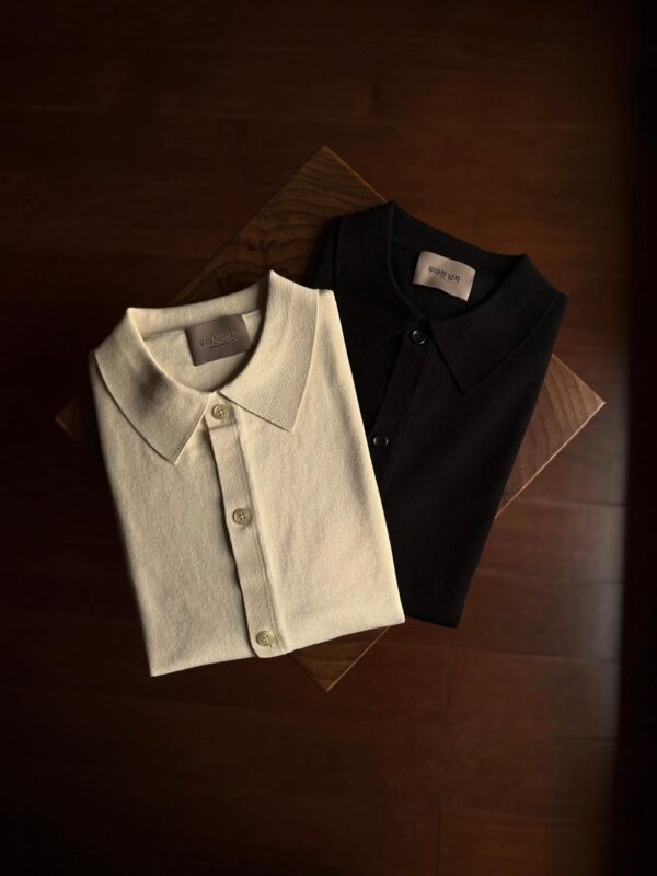 UomoElegante 엘레강트 남성용 이탈리아산 코튼 폴로 셔츠 [빗드 코튼 반팔 폴로 카디건]