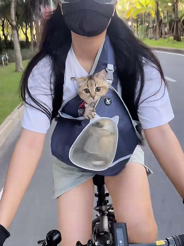 main_941713164898_0 반려동물 외출 가방 싱글 숄더백 가슴 크로스바디백 고양이 강아지 소형견 휴대용 사이드백 사이클링 - 이미지 1