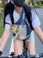 반려동물 외출 가방 싱글 숄더백 가슴 크로스바디백 고양이 강아지 소형견 휴대용 사이드백 사이클링 - 이미지 5