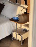 중세 스타일 사이드 테이블, 작은 트롤리 랙, 바퀴 달린 이동식 소파, 모던 심플 커피 테이블, 침대 옆 캐비닛 - 이미지 5