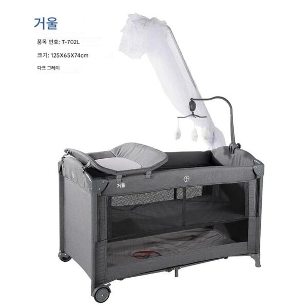 접이식 침대 접합 대형 침대 다기능 신생아 BB 침대 휴대용 매트 분리형 아기 침대 패브릭