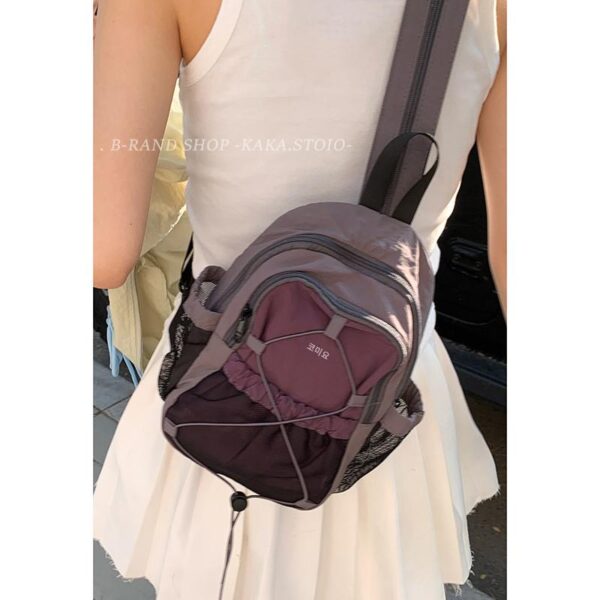 캐주얼 나일론 가슴 가방 여성 가방 2025 새로운 패션 대비 색상 백팩 다용도 백팩 등산 가방