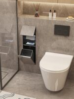 데야 변기 옆에 숨겨진 스테인리스 스틸 틈새 마감 쓰레기통 티슈 상자 숨겨진 장치 랙