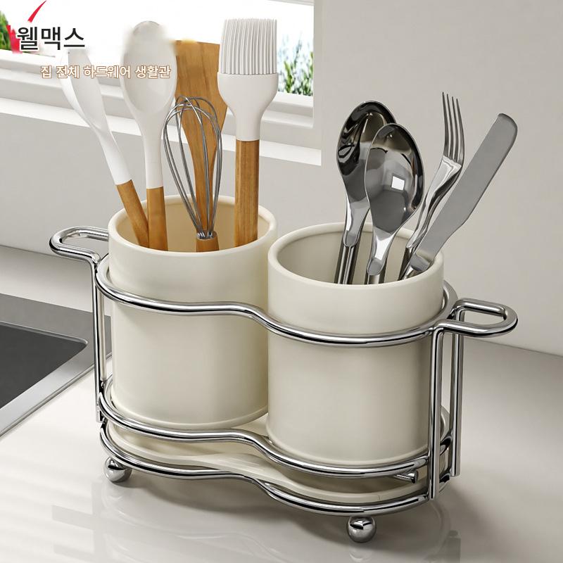 main_952049231981_0 웰맥스 젓가락 보관함 가정용 젓가락 튜브 주방 배수구 보관 숟가락 간편 바구니 식기 보관 선반 - 이미지 1