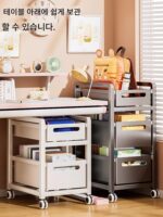책상 아래 배낭 선반 바닥형 바퀴 달린 책장 테이블 유물 이동식 카트 책 보관 선반 - 이미지 4