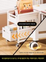책상 아래 배낭 선반 바닥형 바퀴 달린 책장 테이블 유물 이동식 카트 책 보관 선반 - 이미지 5