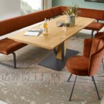 북유럽풍의 가벼운 고급 패브릭 식탁과 의자, 산업 스타일 등받이 거실 코너 벤치, 디자이너 모델 룸 롱 벤치 - 이미지 4