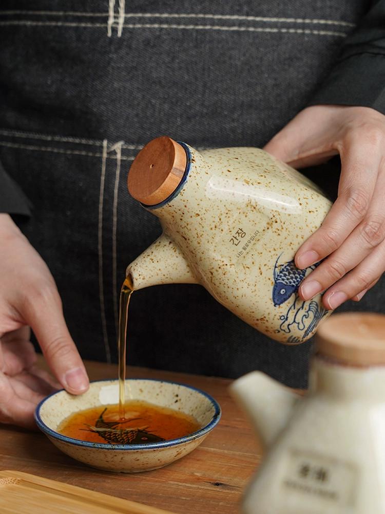 main_954535441438_0 유약 아래 착색된 도자기 간장 냄비 식초 냄비 복고풍 도자기 양념 냄비 세트 국수 레스토랑 상업용 고추 붉은 기름 냄비 - 이미지 1