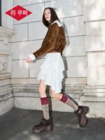 [멍쯔이 스타일] 리쿠퍼 레트로 첼시 부츠 여성 2025년 가을 겨울 신상품 두꺼운 밑창 앵클 부츠 - 이미지 3