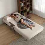 싱글 접이식 침대 견고한 원목 이중 용도 다기능 소파 침대 홈 오피스 낮잠 리클라이너 야간용 동반 침대