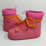 패션 스노우 부츠 여성용 두꺼운 밑창 미끄럼 방지 레이스업 문 부츠 유럽 스테이션 뚱뚱한 머리 못생긴 귀여운 코튼 부츠 다운 천 스키 부츠 - 이미지 3