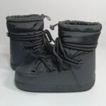 패션 스노우 부츠 여성용 두꺼운 밑창 미끄럼 방지 레이스업 문 부츠 유럽 스테이션 뚱뚱한 머리 못생긴 귀여운 코튼 부츠 다운 천 스키 부츠 - 이미지 5