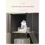 [홍콩 무료 직배송] 고양이 케이지 가정용 실내 고양이 화장실 일체형 고양이 화장실 무료 조립 고양이 고양이 - 이미지 3