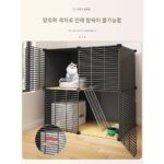 [홍콩 무료 직배송] 고양이 케이지 가정용 실내 고양이 화장실 일체형 고양이 화장실 무료 조립 고양이 고양이 - 이미지 4