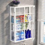 캐비닛 도어 벽면 욕실 펀치 없는 수납 선반 욕실 세탁기 벽면 장착 캐비닛이 있는 발코니 수납 선반 - 이미지 2